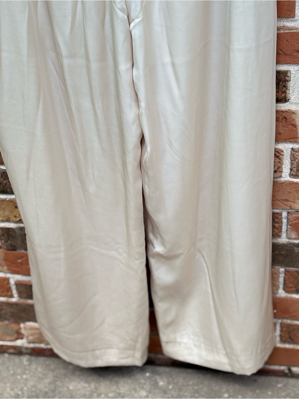 Abercrombie & Fitch Cream Silky Satin Elastic Waist Pants.Fully Lined MWTags SzS - Picture 4 of 9